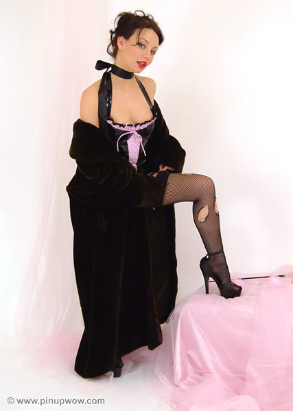 carla brown black nylons fishnet corset